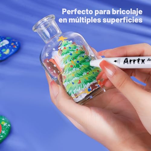 Miniatura 7 de Arrtx Rotuladores Acrílicos Pintura De Piedra, 30 Colores Impermeables, Rotuladores De Punta De Pincel, Pintura Acrílica De Secado Rápido Para Manualidades, Huevos De Pascua, Madera, Vidrio