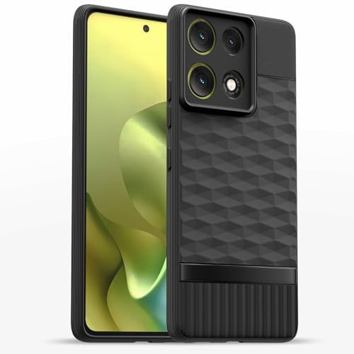 Image of Pikkme Back Cover for Motorola Moto G86 Power 5G Soft Grip 3D Hexa Cube Texture Silicone Bumper Case (Black)