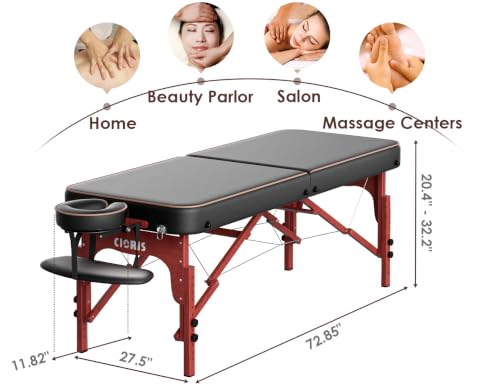 Image of CLORIS 84 inch Professional Massage Table 2 Section Portable Hold Up to 1100LBS