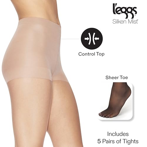 Image of L'eggs Silken Mist Silky Sheer Women's Tights, Control Top, Sheer Toe