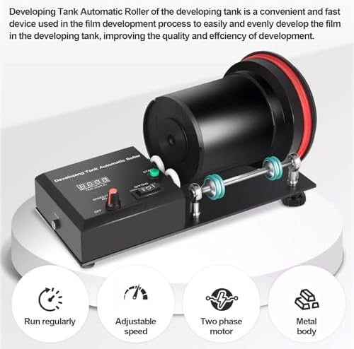 Automatic Film Processor - Darkroom Developing Machine with Adjustable Speed 20-280RPM, 1-30 Minute Timer, Extension Rod & 4 Preset Programs