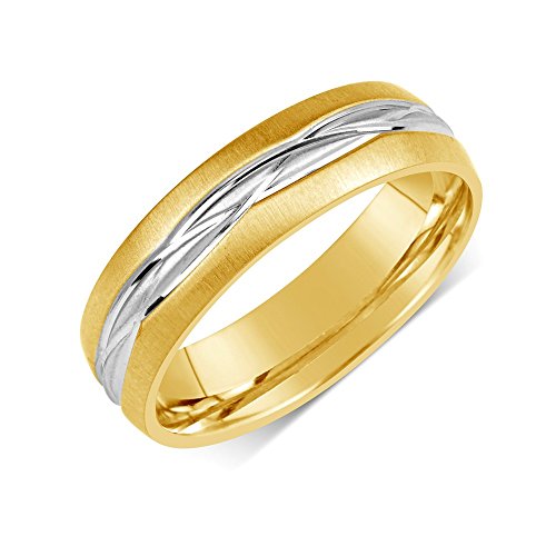 SILVEGO Anillo de boda de hombre y mujer acero inoxidable dorado (19 (18,79 mm))