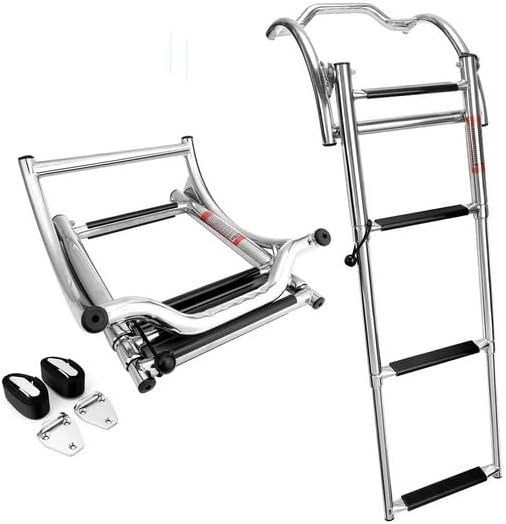 3 Step Stainless Steel Telescoping Ladder for Rib and Inflatbale Boats