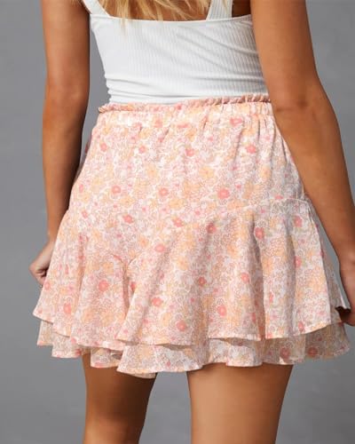 Image of Aoudery Flowy Shorts for Women Casual Boho Floral Skorts Ruffle Mini Skirts Running Tennis Butterfly Chiffon Shorts