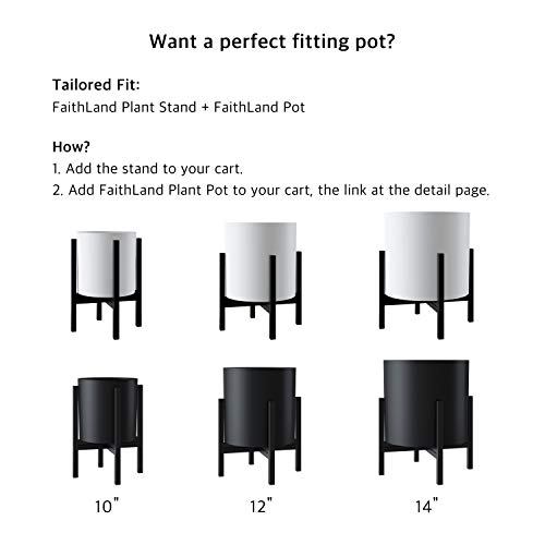 Faithland Mid Century Plant Stand Indoor Outdoor (Excluding 10" Plant Pot), Metal Planter Stand, Potted Plant Holder, Black, Hold Up To 10 Inch Planter - Fits Snake Plant - Upgraded Design. #TOP4