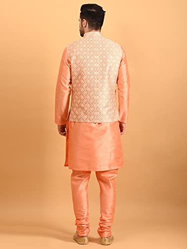 Image of Uri and MacKenzie Men's Silk Blend Kurta Pajama with Designer Ethnic Nehru Jacket /Modi Jacket