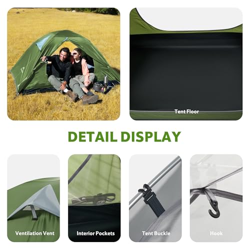 Image of Naturehike Bleik-A 2-3 Person Camping Tent, Waterproof Double Layer Lightweight Backpacking Tents for Camping
