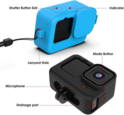 Image of M.G.R.J Silicone Rubber Protective Case for Gopro Hero 10 / GoPro Hero 9 Black, Silicone Sleeve Housing Case with Lanyard Lens Cap (Blue)