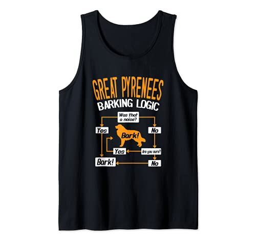 Great Pyrenees Barking Logic Dog Lover Tank Top, Black