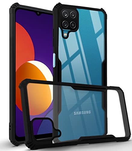 Image of Jkobi Hard PC Crystal Bumper Shockproof Back Cover Case for Samsung Galaxy M12 | F12 with Camera Protection (Matte Black)