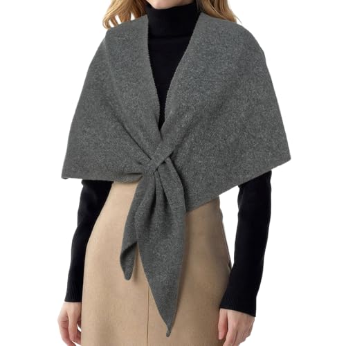 RIIQIICHY Shawl Wrap Women Pashmina Triangle Cape Knit Sweater Scarf for Fall Winter Fashion Accessory Grey