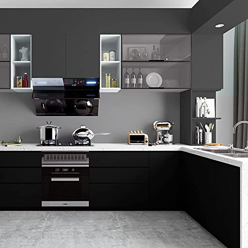 Image of WISDOM Matte Black Texture Wallpaper Self Adhesive Vinyl Stickers Decorative Film for Wallcovering Kitchen Countertops Cabinets Furniture (12 by 98inches, Black Matte Texture)