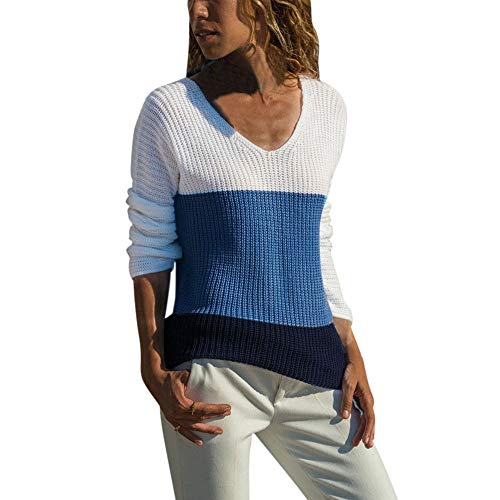 Jerséy de BaZhaHei Mujer Jersey Casual Colorblock para Mujer Colorblock Soporte de Manga Larga Jersey de Punto Jumper Pullover Tops para Mujer del Blusa Viento Invierno señoras Mujer