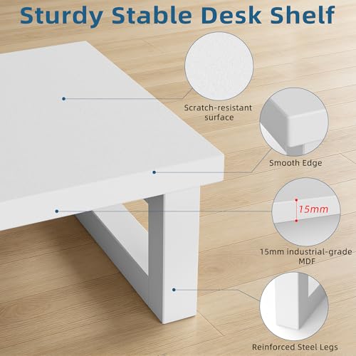OYRREU Bildschirmerhöhung 2 Monitore, 91x26cm Monitor Erhöhung Schreibtisch Monitorständer Weiß Computer Monitor Stand, Monitor Riser TV PC Bildschirm Computer Ständer