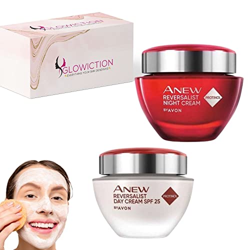 Anew Reversalist Day Cream Moisturiser For Face Spf25,Skin Care,Reversalist Night Cream,Lifting Dual Eye Cream,C Vitamin Serum,Protinol Power Serum,Facial Skin Care Sponge,Full Facial Care Set(Day,Night) #TOP3