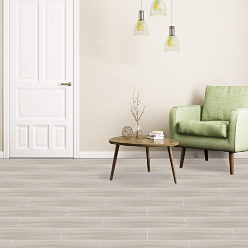 Peel And Stick Floor Tile, Natural White Wood Vinyl Flooring, Peel And Stick Flooring, Waterproof And Durable For Bathroom Kitchen, 6 X 35In, 10 Pcs #TOP1