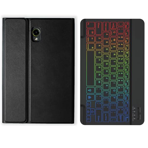 Keyboard Case for Samsung Galaxy Tab Active 2/3/5(SM-T390/SM-T395/SM-X300/X306B/T570/T575) Detachable Wireless Bluetooth Keyboard Built-in Pen Holder (Black Case, Backlit Keyboard)