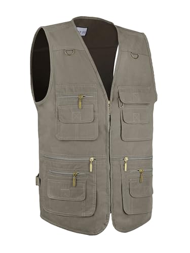 Image of Men's Poplin Outdoors Travel Sports Multi-Pockets Work Fishing Vest