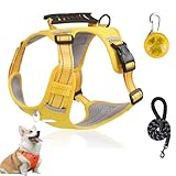 Chewie - Arnés cómodo para perro, ajustable, chaleco para perro con cinturón de seguridad reflectante, cómodo y sin tirones, para perros pequeños, medianos y grandes (amarillo, M)