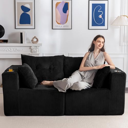 MAXYOYO Modular Sectional Sofa Loveseat in Black