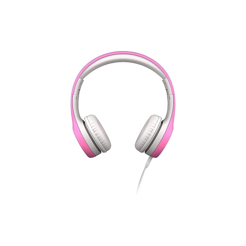 lilgadgets connect+ casque pour filles pour l'école filaire avec microphone, limitation du volume pour une écoute sûre, bandeau réglable, coussinets rembourrés de confort, casque pour l'école, rose