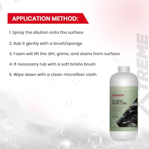 Image of Dry Foam Interior Cleaner - All Purpose Car Interior Cleaning Solution | Alkaline-Based, Anti-Bacterial Foam | For Dashboard, Seats, Leather, Carpet & Plastic - Super Concentrated - 1 Liter