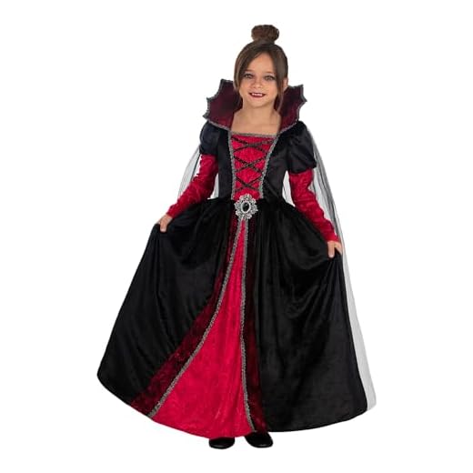 Funidelia Disfraz de Vampiresa Deluxe para Niña con vestido, Traje de Hechicera Maga Infantil, Disfraces de Carnaval, Halloween y Fiestas – Talla 5-6 años