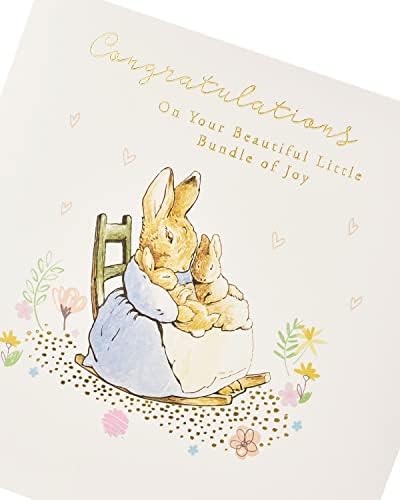 UK Greetings New Baby Congratulations Card - Peter Rabbit New Baby Congratulations Card - Peter Rabbit Birth Congrats Card - Cute New Baby Greeting Card - Baby Girl Card, Multi,695209-0-1