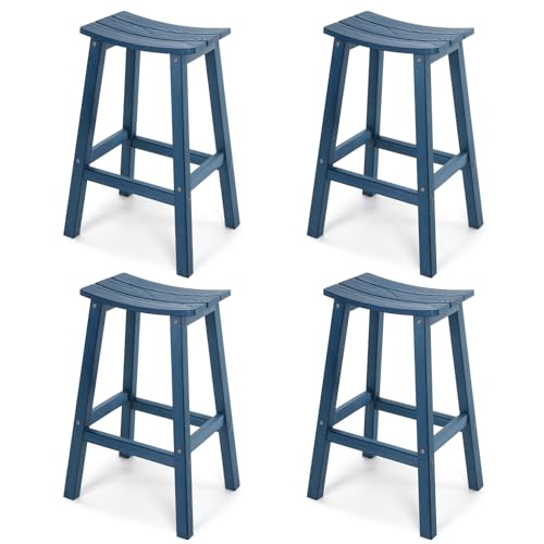 Stoog All-Weather Bar Stools Set of 4, 28" Height Outdoor Bar Stools, Low Maintenance, for Patio, Deck, Kitchen Counter, and Garden, Blue
