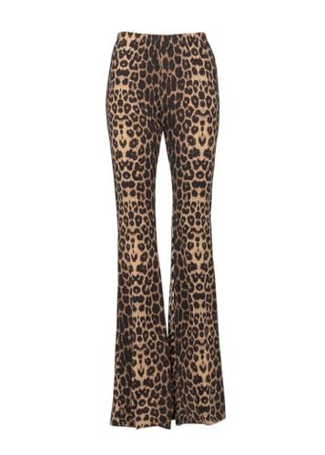 Pantalon évasé imprimé animal léopard pour femme coupe tendance chic