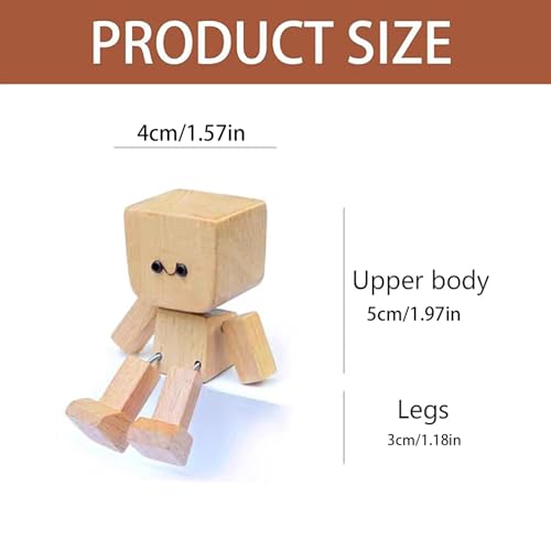 Mailfull Shaking Wooden Man figurka z 12 wymiennymi wyrażeniami na desce rozdzielczej, dekoracja samochodu, akcesoria do wnętrza samochodu