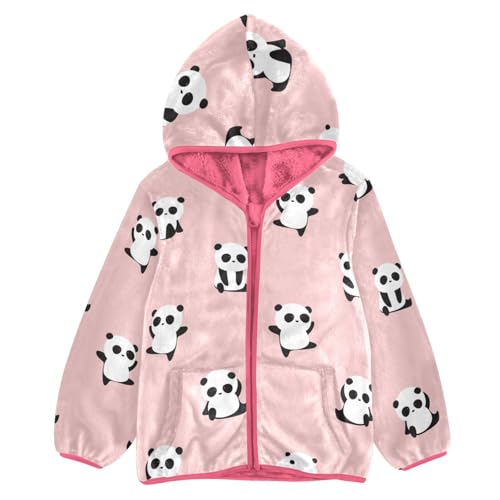 OTVEE Seamless Cute Panda Pink Kids Hoodie Jacket Fall Spring Full Zip Warm Outwear Coat