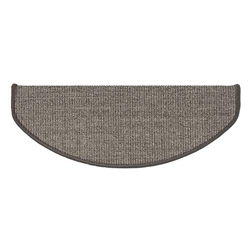 Floordirekt Sisal Stair Mats, Grey, Inside, Semicircular, Stair Mats for Wooden Stairs, Non-Slip Stair Carpet, Self-Adhesive and Allergy Friendly (Dimensions Approx. 64 x 23.5 cm)