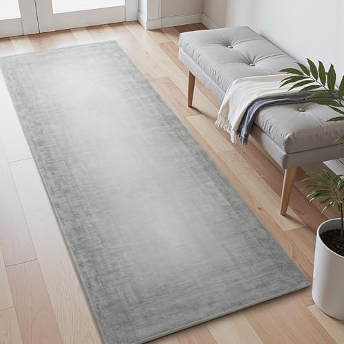 2x6 Runner Rug Machine Washable Non Slip Area Rug Modern Abstract Rug Ultra Soft Floor Runners for Hallways for Entryway Laundry Room Kitchen, Ash Grey Ash Grey 2' x 6' (Runner)