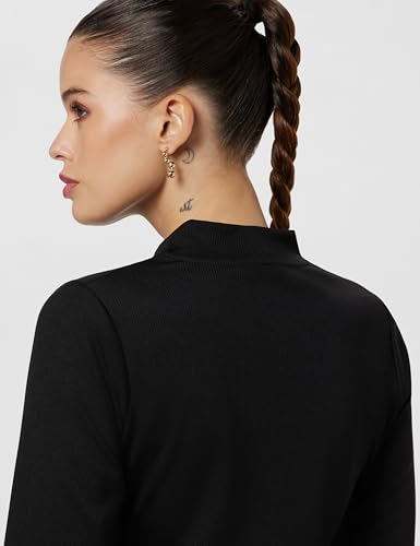 Image of ATHENA LIFESTYLE Black Solid Ribbed Bodycon Dress