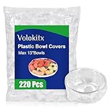 Volokitx 220 Pcs Plastic Bowl Covers, Clear Elastic Bowl Covers for Bread Proofing, Sourdough, Dough, Leftovers, Fridge, Food Storage & Fresh Keeping