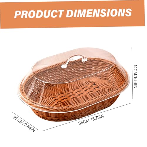 Cesta de mimbre para servir mesa de desayuno y buffet con tapa protectora transparente 5