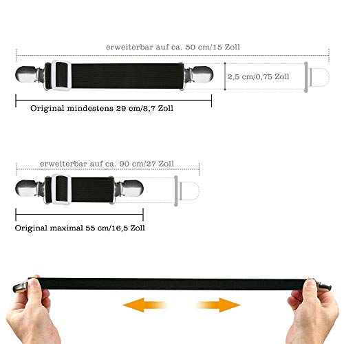 Bettlakenspanner Verstellbar 8 Stück, Betttuchspanner mit metallclips Elastische Lakenspanner Spannbettlakenhalter Matratzenspanner für Ecken von Bett, Krippe, Bügelbrett, Matratze oder Sofa (Schwarz) - Image 4