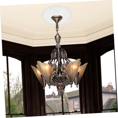 Médaillon de plafond Lurrose en polyuréthane blanc vintage léger - 8
