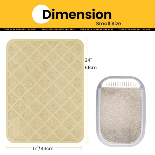 Image of Conlun Cat Litter Mat Litter Trapping Mat, Premium Durable PVC Grid Mesh with Scatter Control, Non-Slip, Less Waste Cat Litter Box Mat, Soft on Kitty's Paws, Urine Waterproof, 24 inch x 17 inch Beige