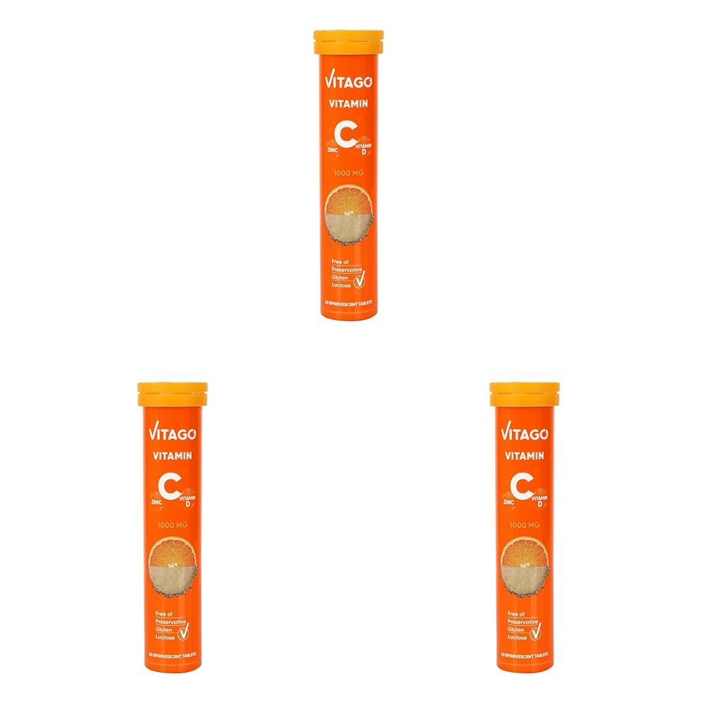 Vitago Vitamin C 1000 mg + Vitamin D + Çinko 20'li Efervesan Tablet (1) (3 paketi)