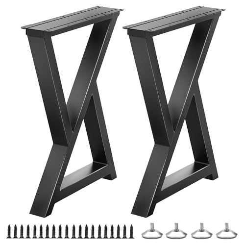 Yahpetes Table Legs 2Pcs Heavy Duty Desk Legs Cast Iron Furniture Legs Black DIY Industrial Bench Legs Coffee Table Legs for Living Room and Kitchen (28" X 18")