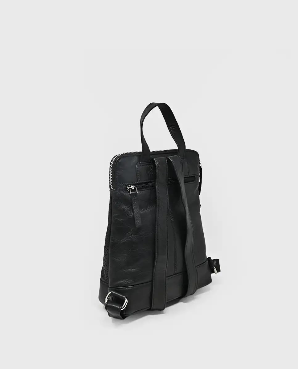 Laura Valle Mochila Piel Mujer Auténtica Modelo Flamenco – Bolso Mujer Verano Juvenil y Elegante Bolso Cuero Diseño Repujado y Bolsillo Antirrobo Seguro