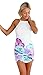 Gasion Women Slim Summer Floral Print Gallus Sleeveless Backless Dress (Large, White)