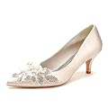 Donna Punta Chiusa Appuntita sotto Tacco Scarpe Corte Slip On Scarpe da Sposa per Festa di Nozze,Champagne,43 EU