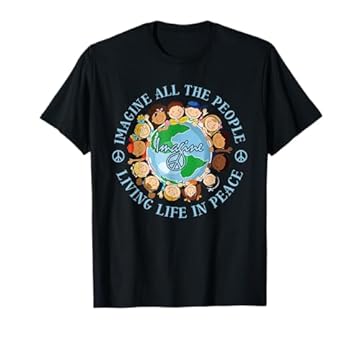 Imagine All The People Living Life Peace Earth Day 2024 Uomini Maglietta