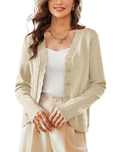 KANCY KOLE Cropped Cardigan Sweater for Women Lightweight