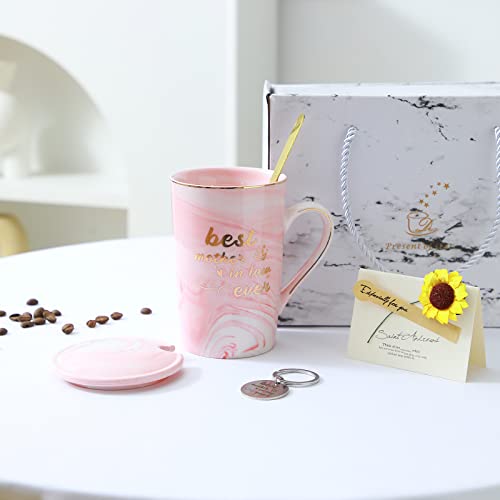 Mothers Day Gifts For Mother In Law, Mother In Law Gifts From Daughter In Law, Best Mother In Law Ever Coffee Mug Set, Birthday Gifts For Mother In Law, Keychain Flower Mug Box Set #TOP1