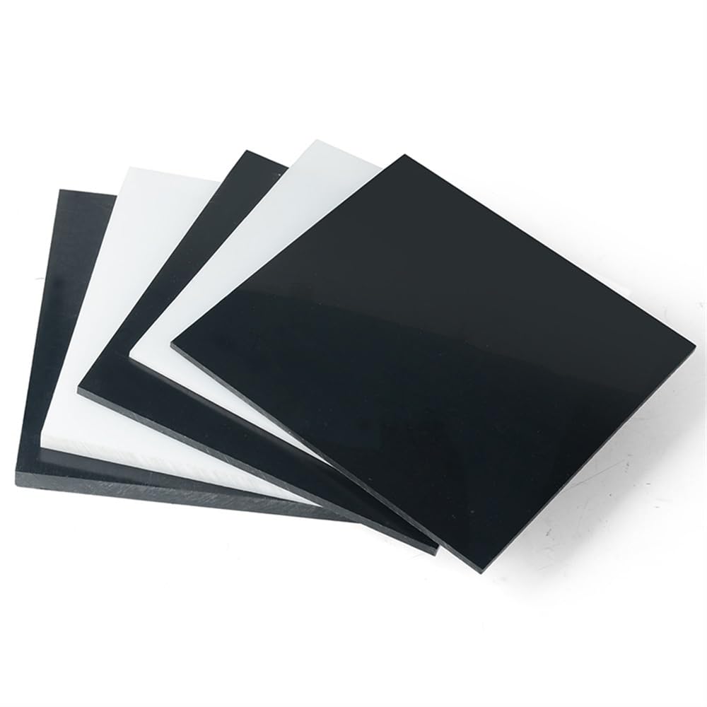 Industrielle Kunststoffplatte 2 Stück Hartplastikplatten, Weiß-Schwarz-POM-Platten, Hartplastik-Polyoxymethylenplatte for CNC-Modellplatten for Selbermachen(Black,8x200x300mm)