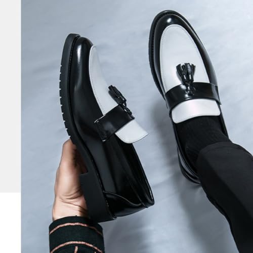 Amtopiyo Men's Smart Tassel Penny Loafers Microfiber Leather Slip-On Formal Dress Shoes4